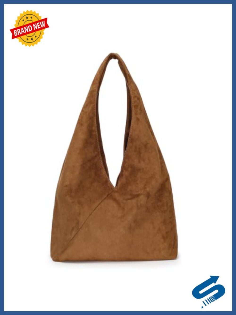 Slouchy Faux Suede Hobo Shoulder Bag Tote for Women Fits 14" Laptop